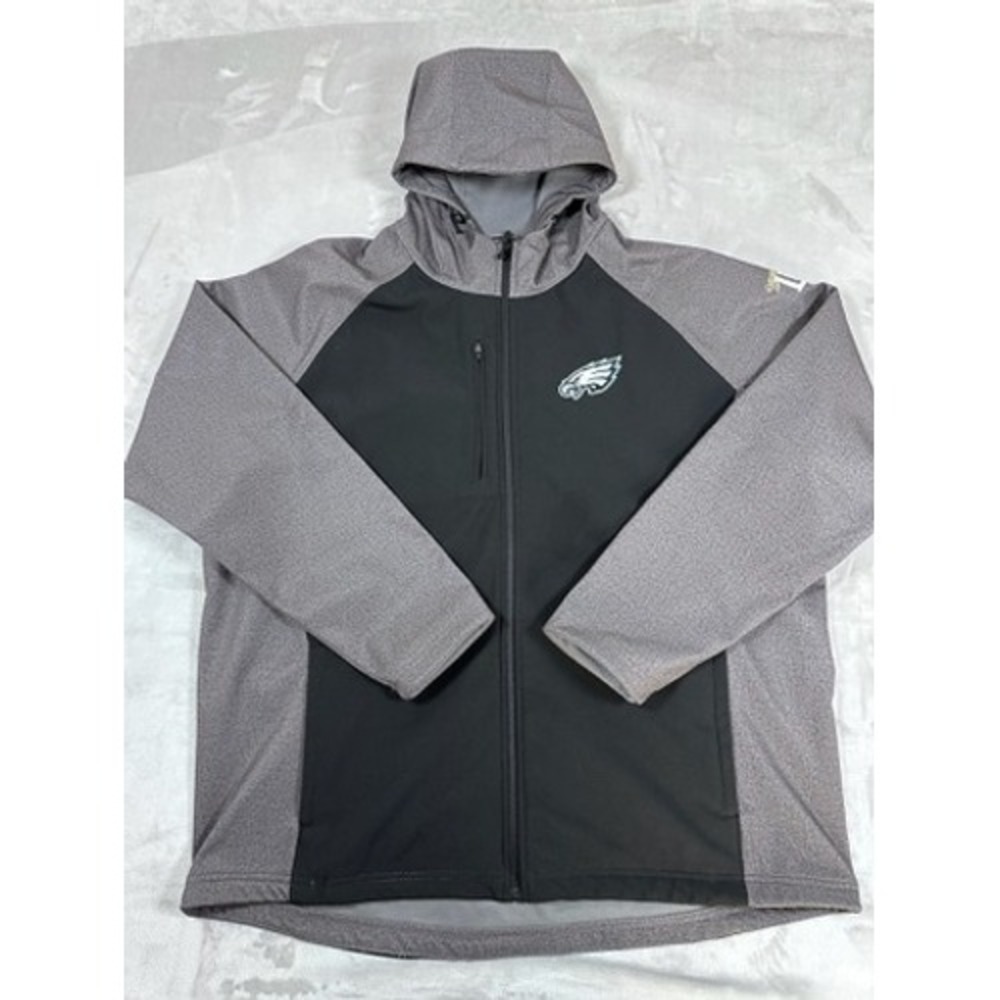 Holloway Philadelphia Eagles Jacket Mens XL Grey Black Softshell Hoodie